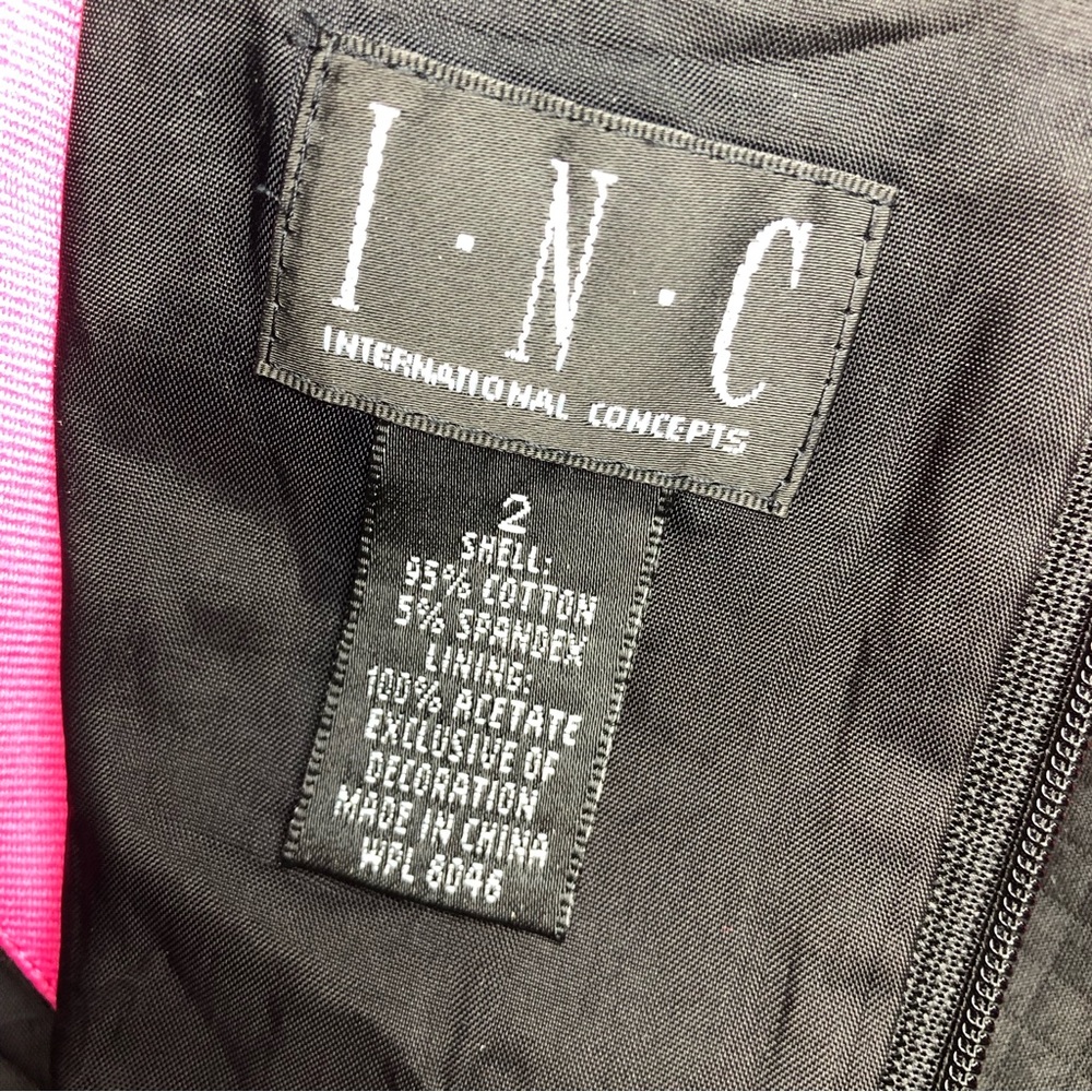 INC International Concepts Black & Pink Bow Tie Criss Cross Strap Sheath Dress - Picture 7 of 9